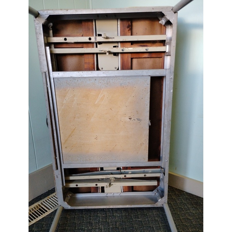 60s Metal Expanding Kitchen Work Project Table w/Drawer 30"T Grey Industrial MCM gallery
