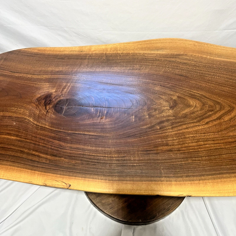 Live Edge Burl Side Table on Stump 24tallx50longx13-18wide Natural Wood Vintage gallery