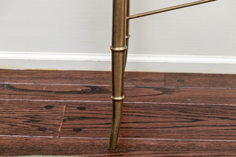 Vintage Chinoiserie Style Faux Bamboo Brass And Glass Oval Accent Table gallery