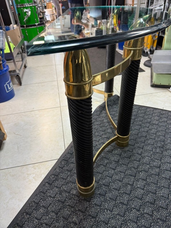 Italian Mezza Luna Console Table Horn Shaped Base Beveled Glass Top WATCH VIDEO gallery