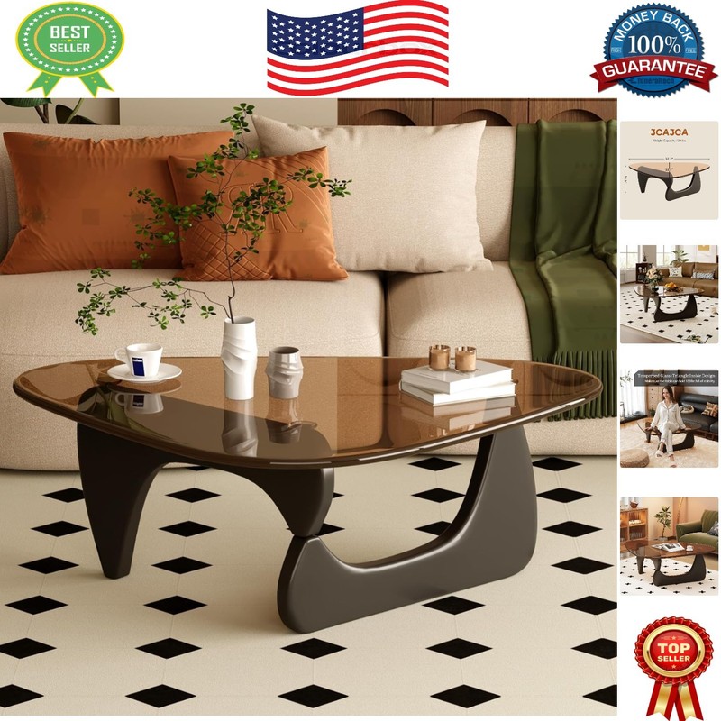Stylish 32-Inch Triangular Coffee Table with Glass Top – Ideal for Modern Spaces