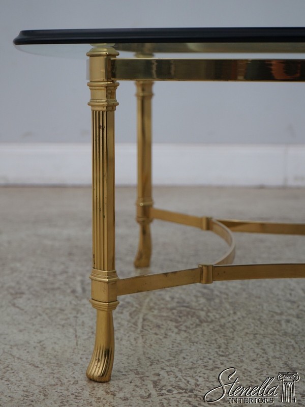 F61983EC: LABARGE Brass & Glass Top Coffee Table gallery