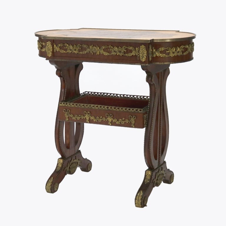 Antique Flame Mahogany, Birds Eye Maple and Ormolu Serving Table C1920 gallery