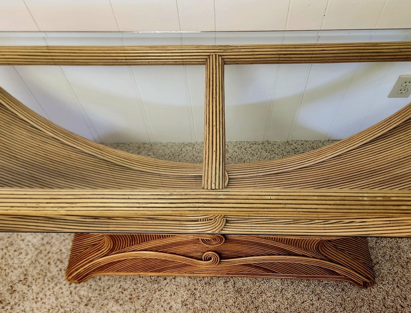 1970s Pencil Reed Console Table Gabriella Crespi Style gallery