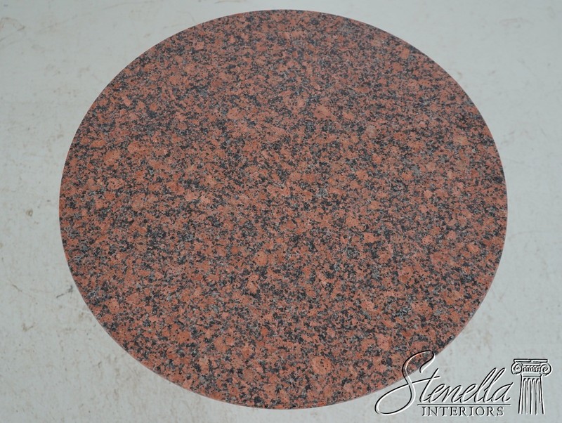L68397: BAKER Carved Round Walnut Marble/Granite Top Lamp Table gallery