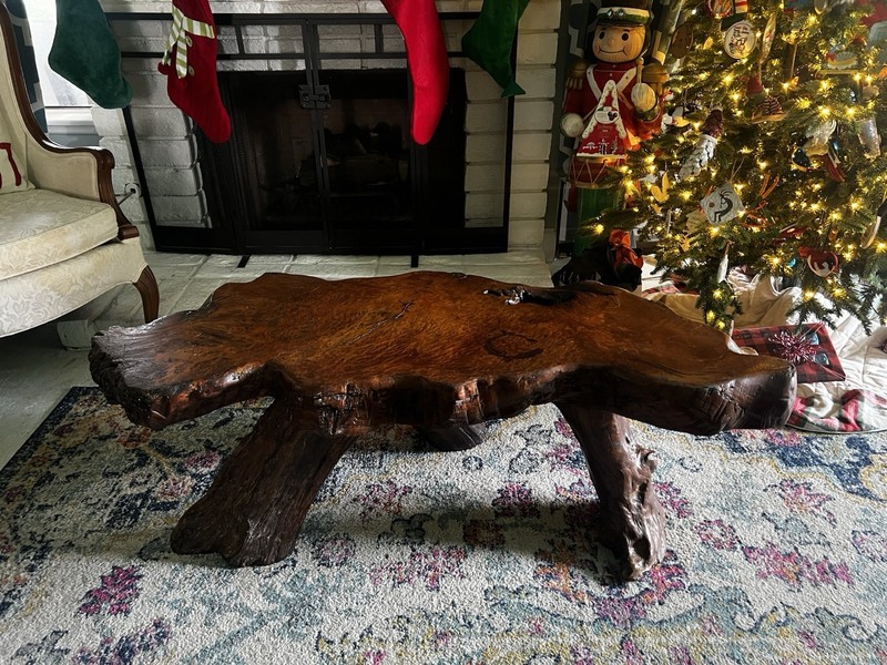 Vintage California Redwood Burl Live Edge Coffee Table – Sculptural Slab Rustic gallery