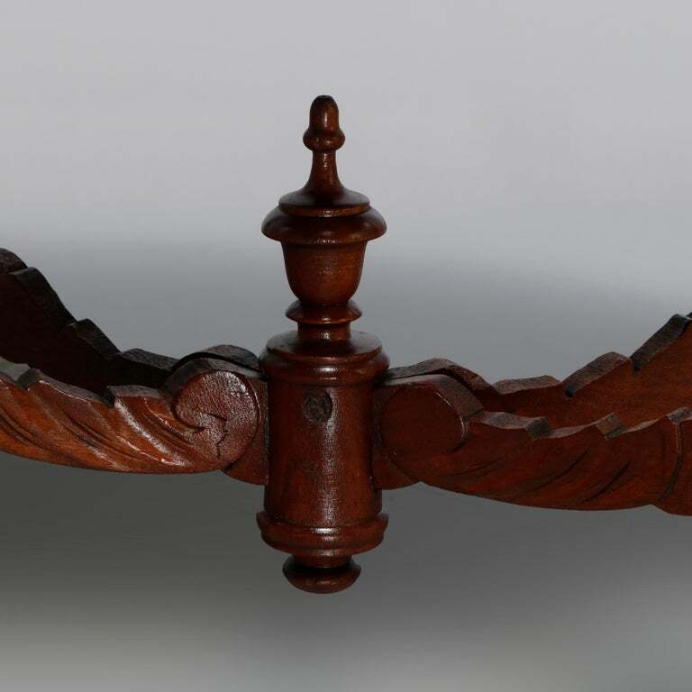 Antique Victorian Turtle Top Marble Top Mahogany & Walnut Lamp Table, Circa 1860 gallery