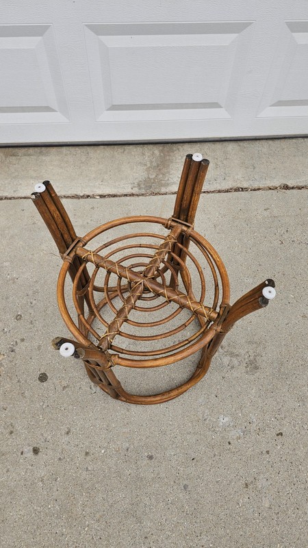 Vintage MCM Bamboo Table Wicker gallery