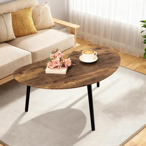 Mid Century Modern Small Oval Coffee Table - Espresso Wood, Rustic Farmhouse Acc gallery