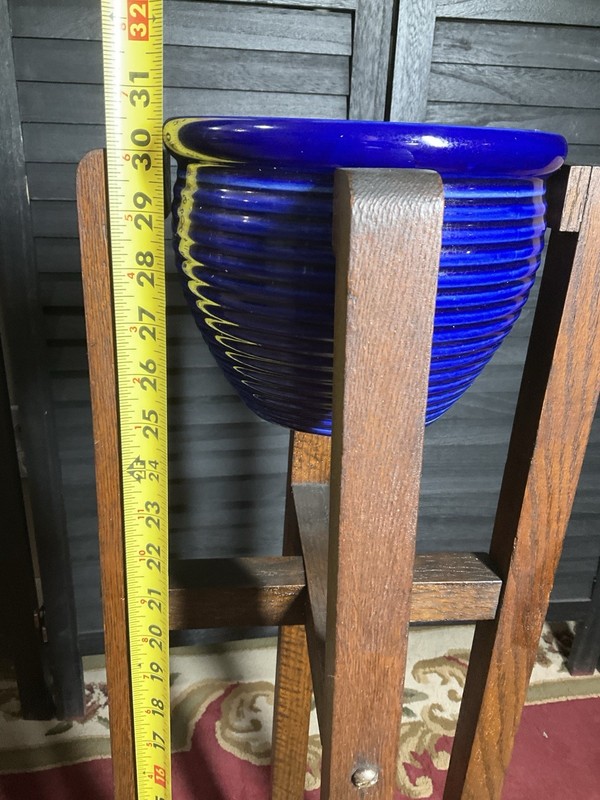 Antique Mission Solid Oak Plant Stand 30" Arts Crafts 1900s Flathead Screws gallery