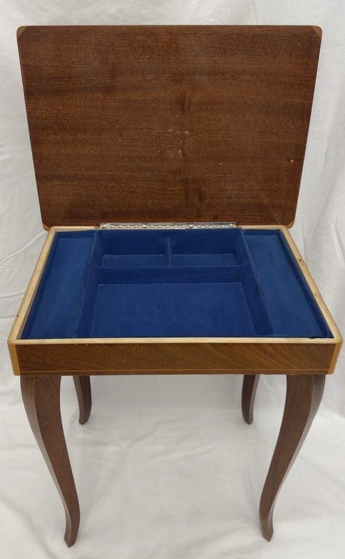 Antique Italian Inlaid Side Table w/ Music Box | Fine Marquetry | Vintage Decor gallery