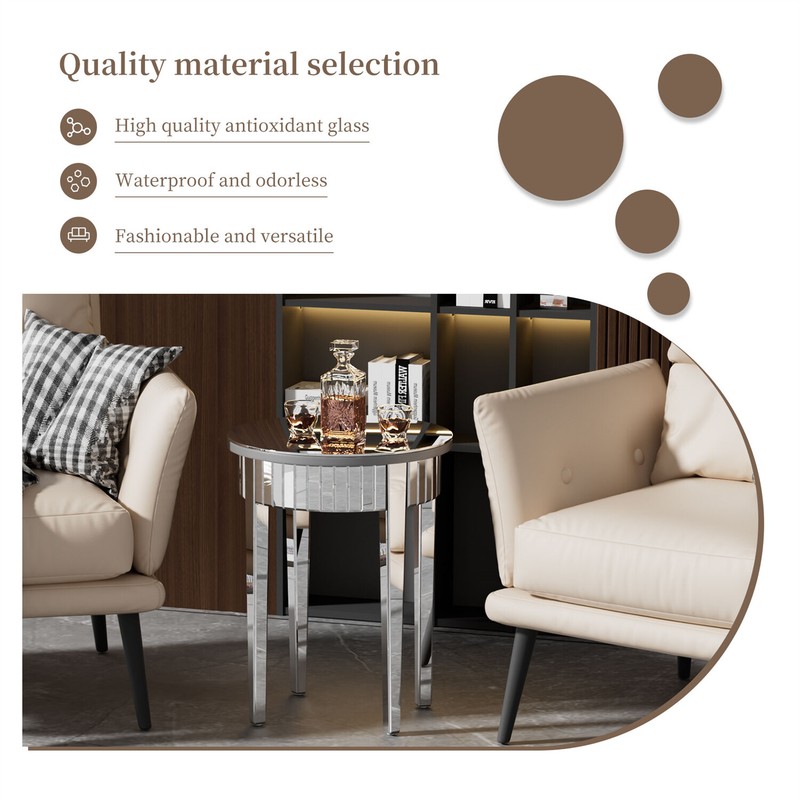 Chic Glass Mirrored Sofa Bedside Table Storage Display New Accent Nightstand gallery