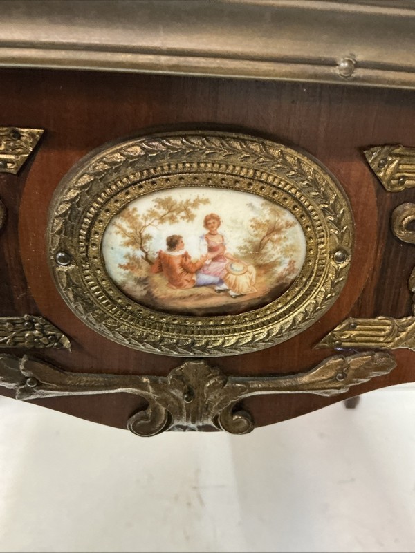 Louis XV Style Marble-Top Coffee Table w/ Bronze Mounts/Porcelain Plaque Insets gallery