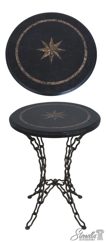 66293EC: MAITLAND SMITH Round Marble Top Chain Base Lamp Table