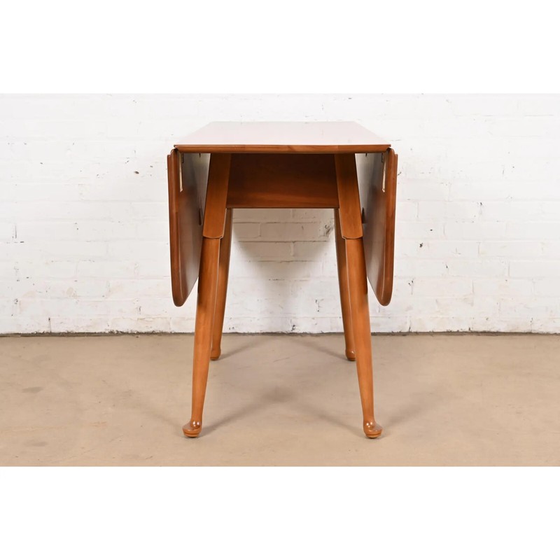 Stickley American Colonial Solid Cherry Wood Drop Leaf Dining Table, Refinished gallery