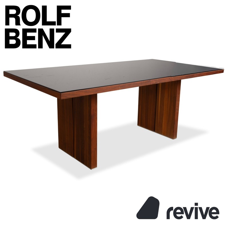 Rolf Benz Dining Table Wood Glass Black Brown 190 x 100 cm