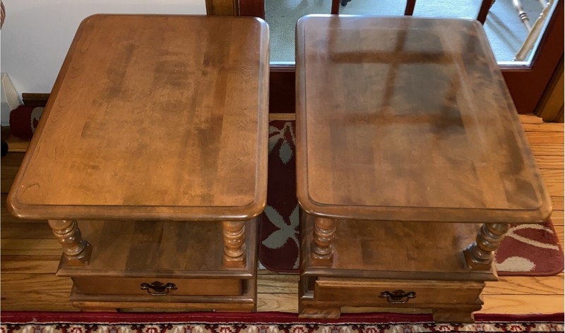 Vintage Traditional Ethan Allen Single Drawer End Table—A Pair gallery