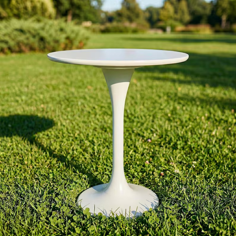 Mid-Century Modern Tulip Side Table | Walnut Pedestal End Table, Detachable Desi gallery