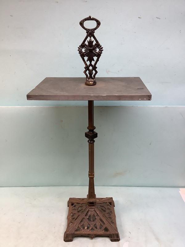 Art Deco Iron and Slate Top Side Table Stand Surface 24 3/4”H