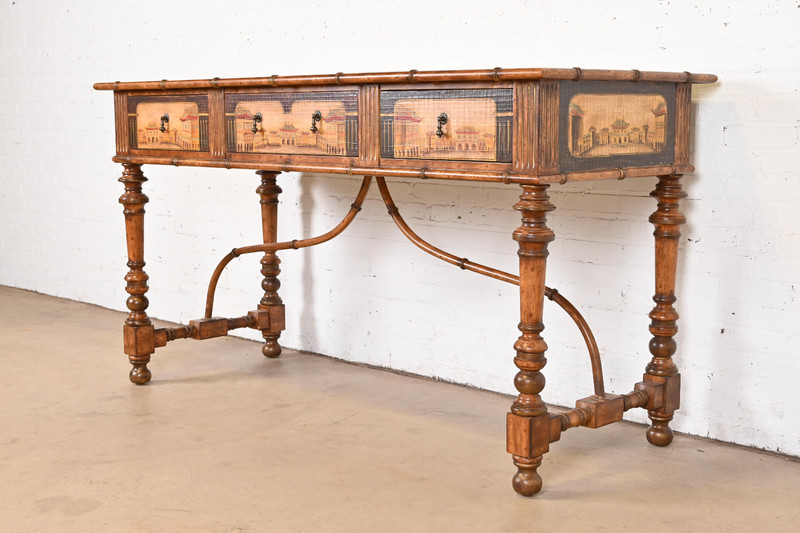 Chinoiserie Jacobean Hand Painted Sideboard Server, Bar Table, or Center Table gallery