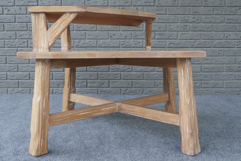 Mid Century Rustic Western Brandt Furniture Ranch Oak Step Corner Table gallery