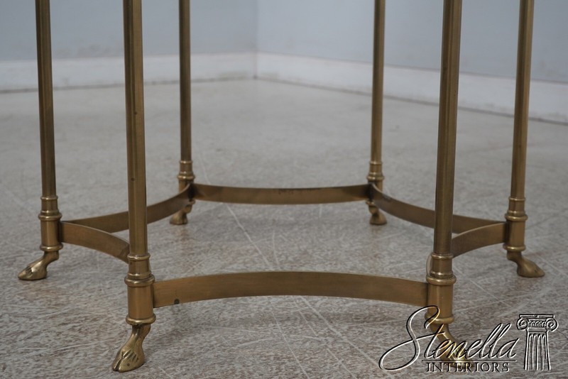 68604: LABARGE Glass Top Brass Base Lamp Table w. Hoof Feet gallery