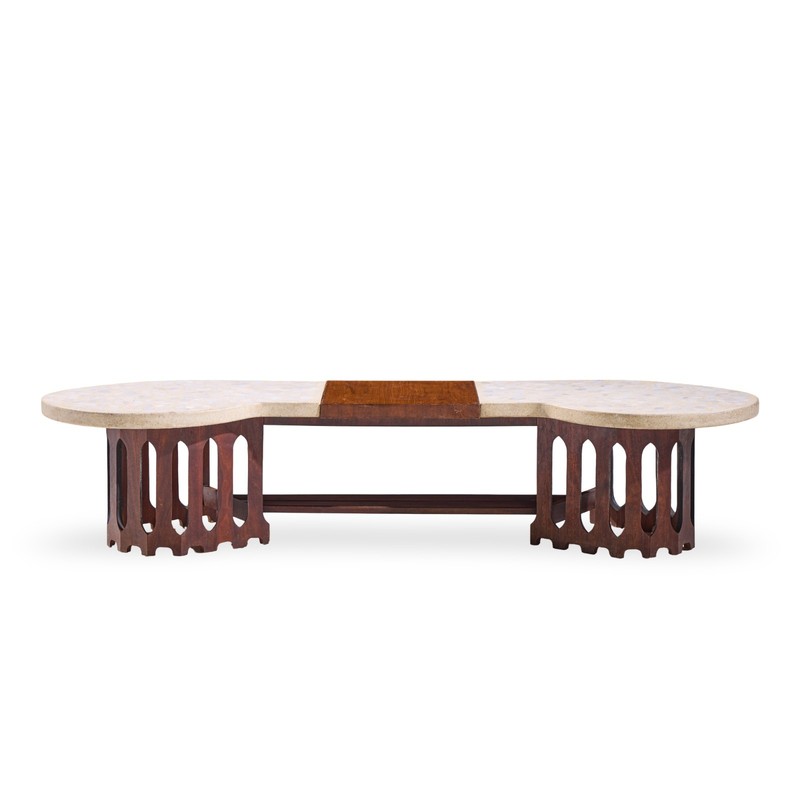 Harvey Probber Mid Century Walnut and Terrazzo Marble Top Coffee Table gallery