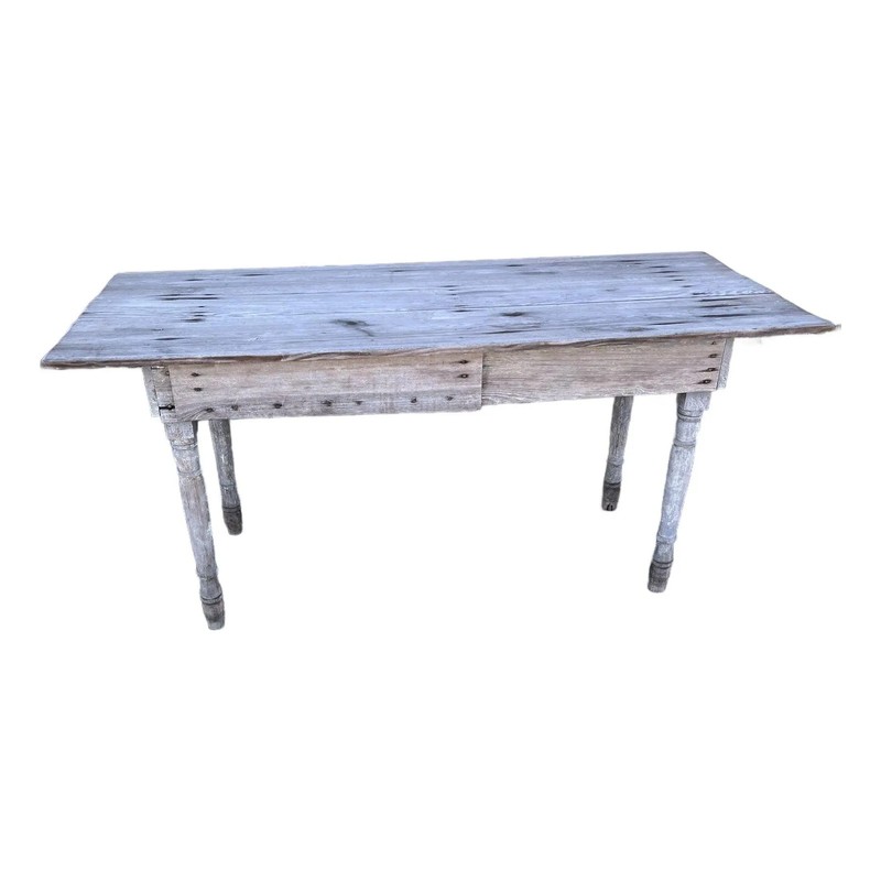 Rustic Primitive Farmhouse Table – Antique with Drawer