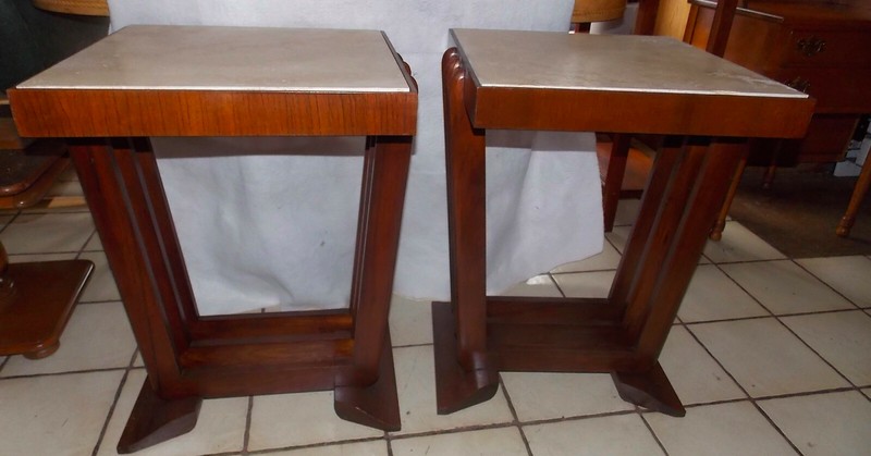 Walnut Mid Century Marble Top End Table / (1 Table) (ET354) gallery