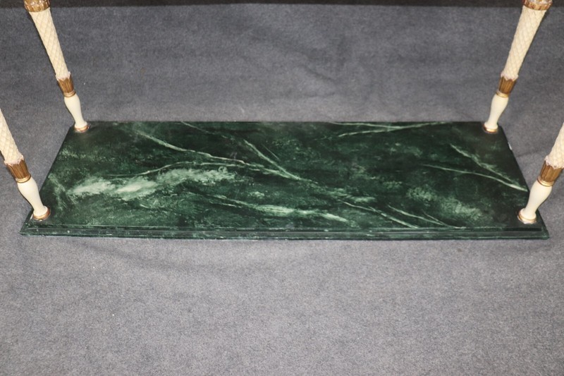 Rare Pair of Marble and Faux Marble Paint Decorated Console Tables Manner Jansen gallery