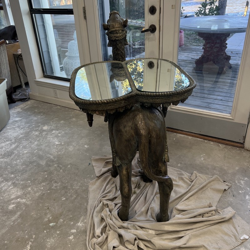 Side Table Bronze Camel Lost Wax Method Brass Sculpture Rare Estate Sale gallery