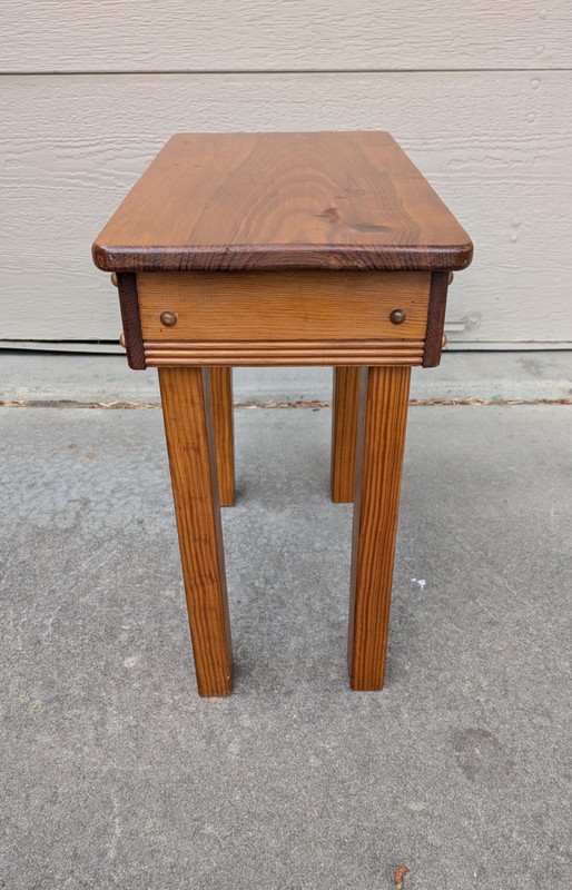 Vintage Rustic Country Farmhouse Primitive Small Wood Side Table D23 gallery