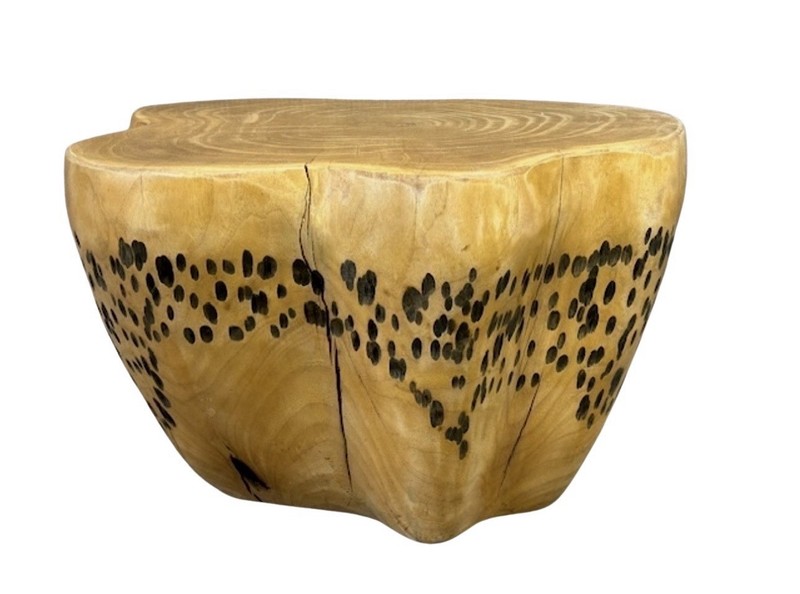 Hand-Carved Mid-Century Golden Ash Table by Daniel Pollock, 13” H X 21” D