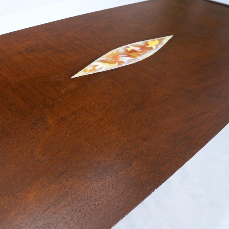 Oiled Walnut Tile Insert Floating Top Mid-Century Long Surfboard Coffee Table gallery