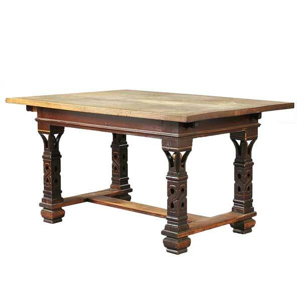 Antique Swedish Celtic Revival Painted Oak and Pine Dining Table c. 1900