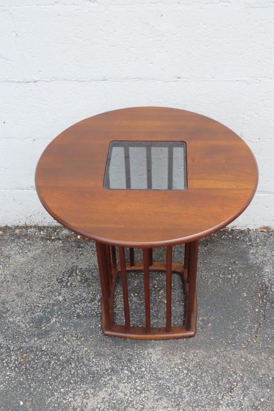 Mid Century Danish Round Glass Top Side End Lamp Table 5522 gallery