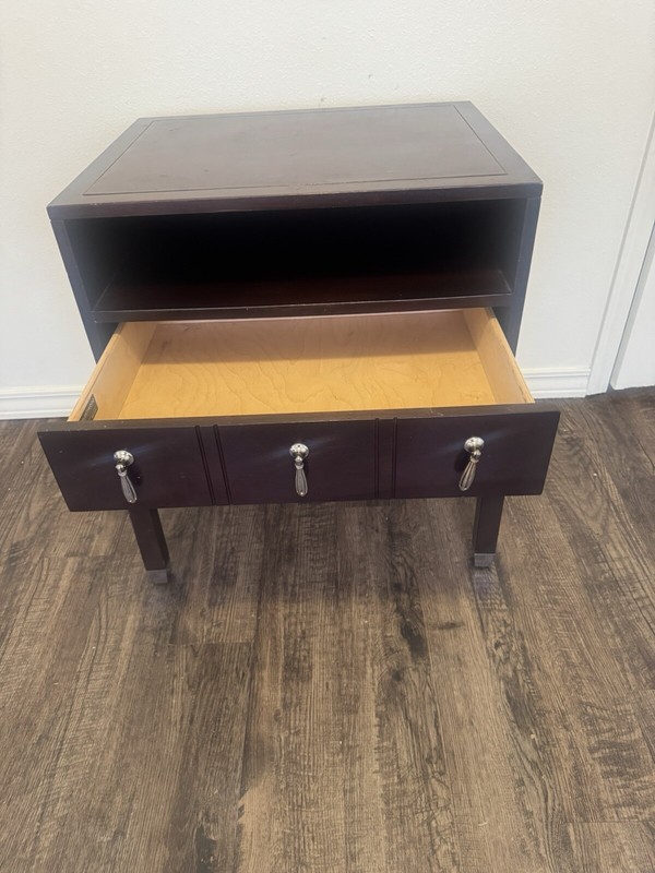 Vintage End Table With Silver Handles gallery