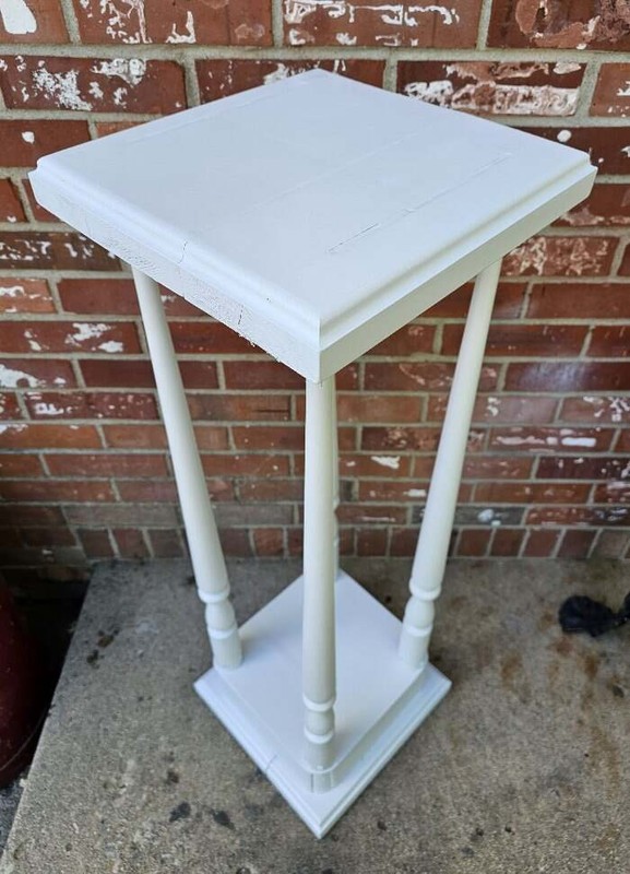 Vintage Plant Fern Stand Handmade Solid Wood White Heavy Pedestal Table #2