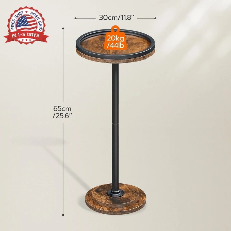 Rustic Brown Round Accent Table 11.8in Wide Heavy-Duty Particleboard for Living gallery