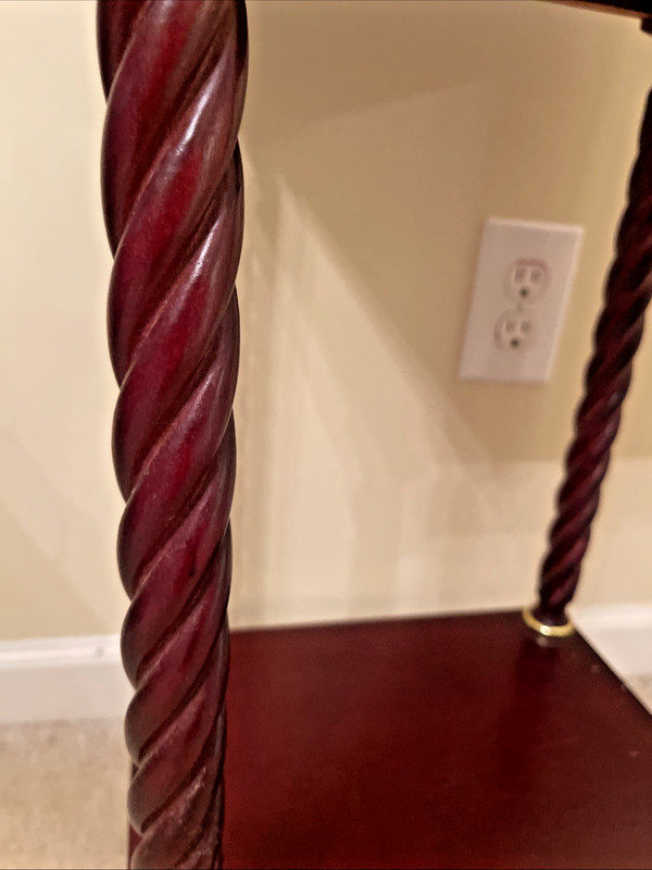 Marble Top Plant Stand Accent Table Barley Twist Rope Legs Wood Drawer Mahogany gallery