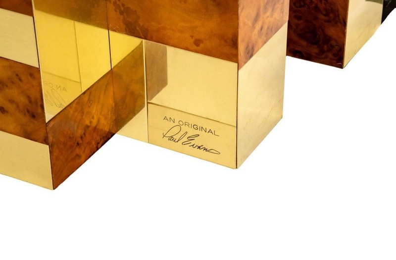 Paul Evans Cityscape Series Mid Century Modern Brass & Burl Wood Dining Table gallery
