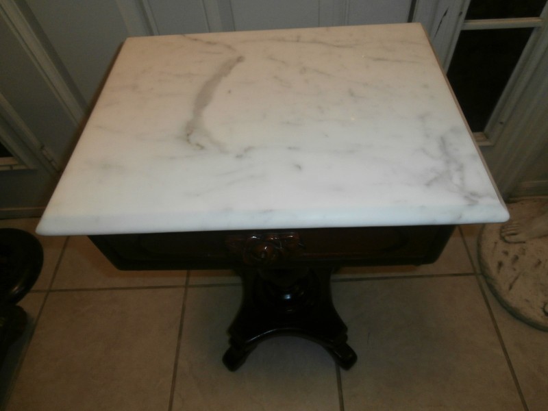 ANTIQUE VICTORIAN STYLE PAIR OF SOLID MAHOGANY MARBLETOP SIDETABLEGENUINEIMARBLE gallery