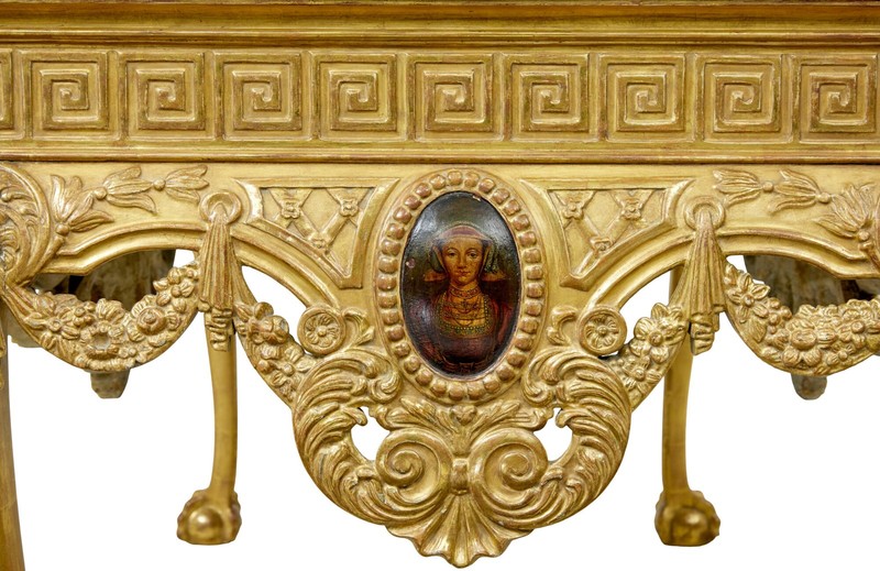 19TH CENTURY GEORGE II INFLUENCED MARBLE TOP CENTER TABLE gallery