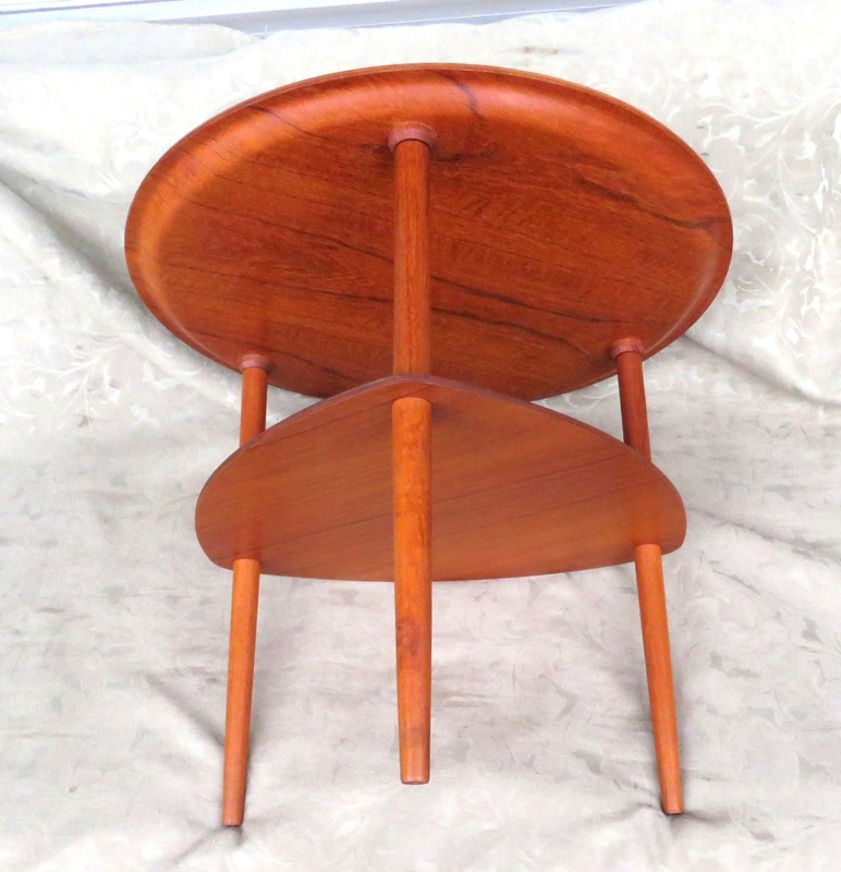 VINTAGE 1950 FRITZ HANSEN DANISH MODERN TEAK WOOD TRAY SIDE TABLE DENMARK MCM gallery