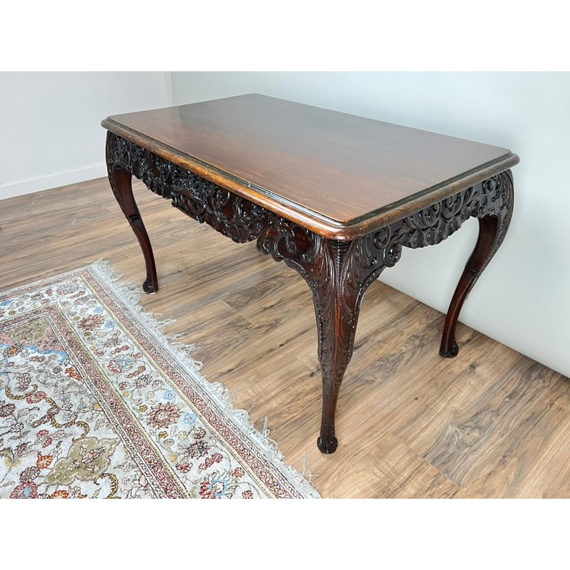 Antique Irish Carved Mahogany Tea Table c. Late 19th Century gallery