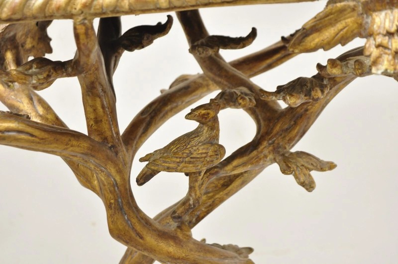 Maitland Smith Italian Grotto Style Branch and Bird Figural Pedestal Side Table gallery