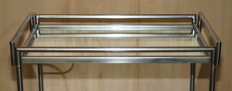 ANTIQUE ART DECO CIRCA 1920'S FRENCH MIRRORED GLASS CHROME TEA CAKE TROLLY gallery