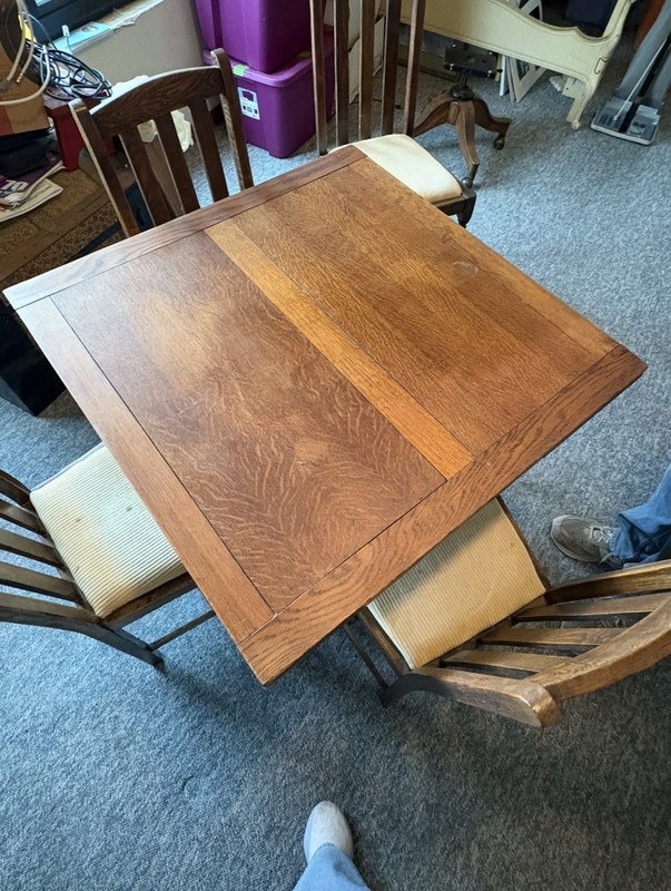1900s Antique Oak Barley Twist Table & 4 Chairs - FREE SHIPPING gallery