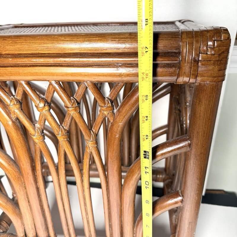 Boca Rattan Bentwood Palm Side Table Or Bench 1970’s Regency Beach 17.5” Tall gallery