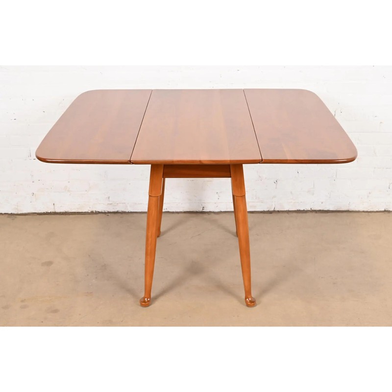 Stickley American Colonial Solid Cherry Wood Drop Leaf Dining Table, Refinished gallery